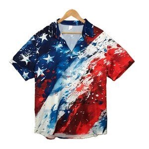 Abstract American Flag Shirt – Bold Patriotic Artwear Size L